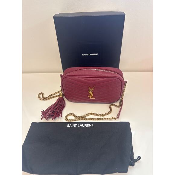 SAINT LAURENT Mono Roux Chain‎ Shoulder Bag Bordeaux 6125791GF076008U Red AUTH - Picture 2 of 8